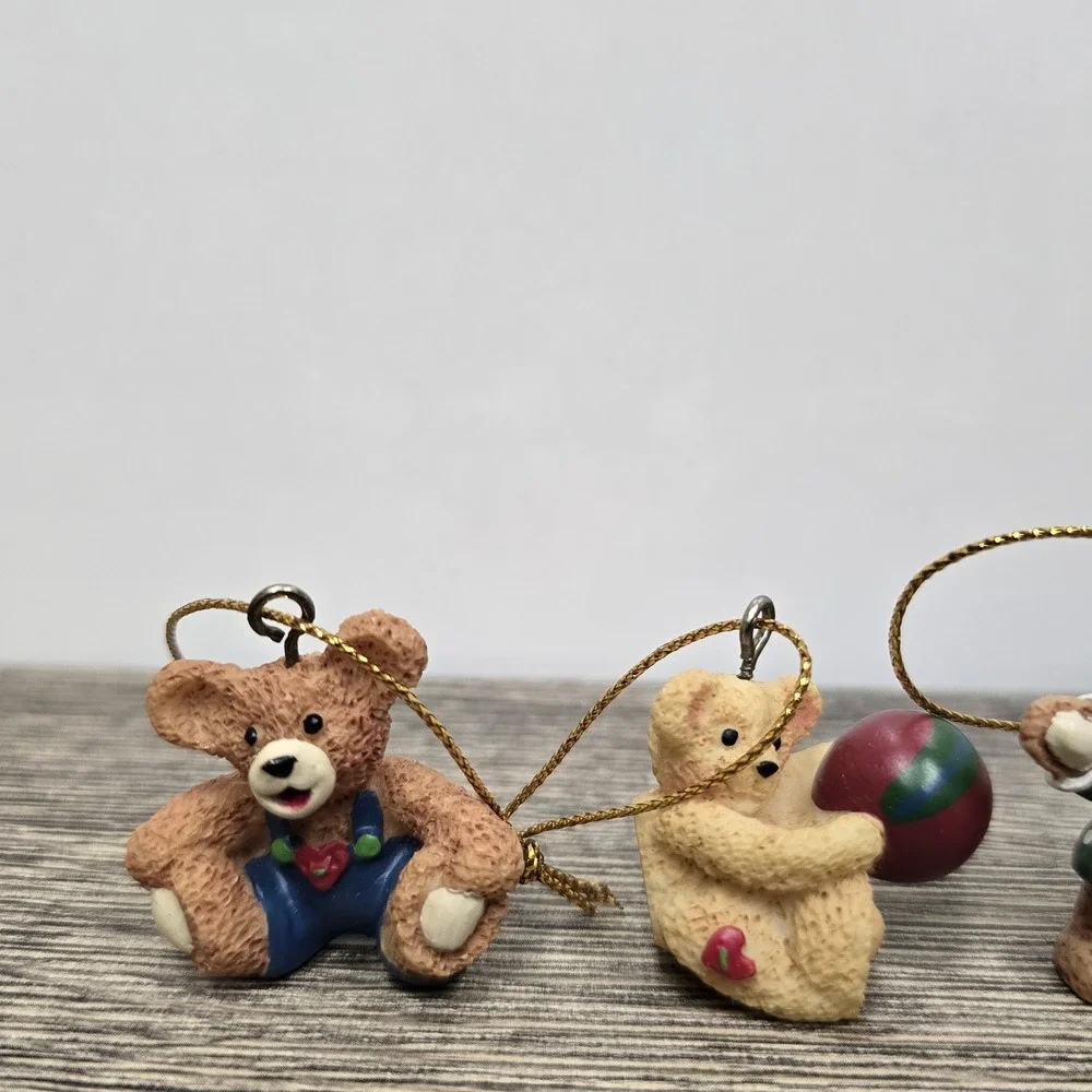 Vintage Kurt Adler Holly Bearies Miniature Bear Ornaments Set of 6‎ Christmas